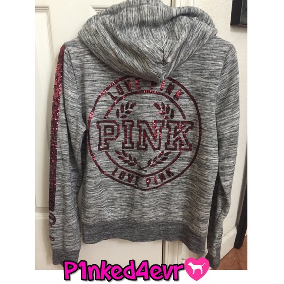 HTF VS PINK Russian Ruby Marled Gray Full Zip Med - Picture 2 of 5